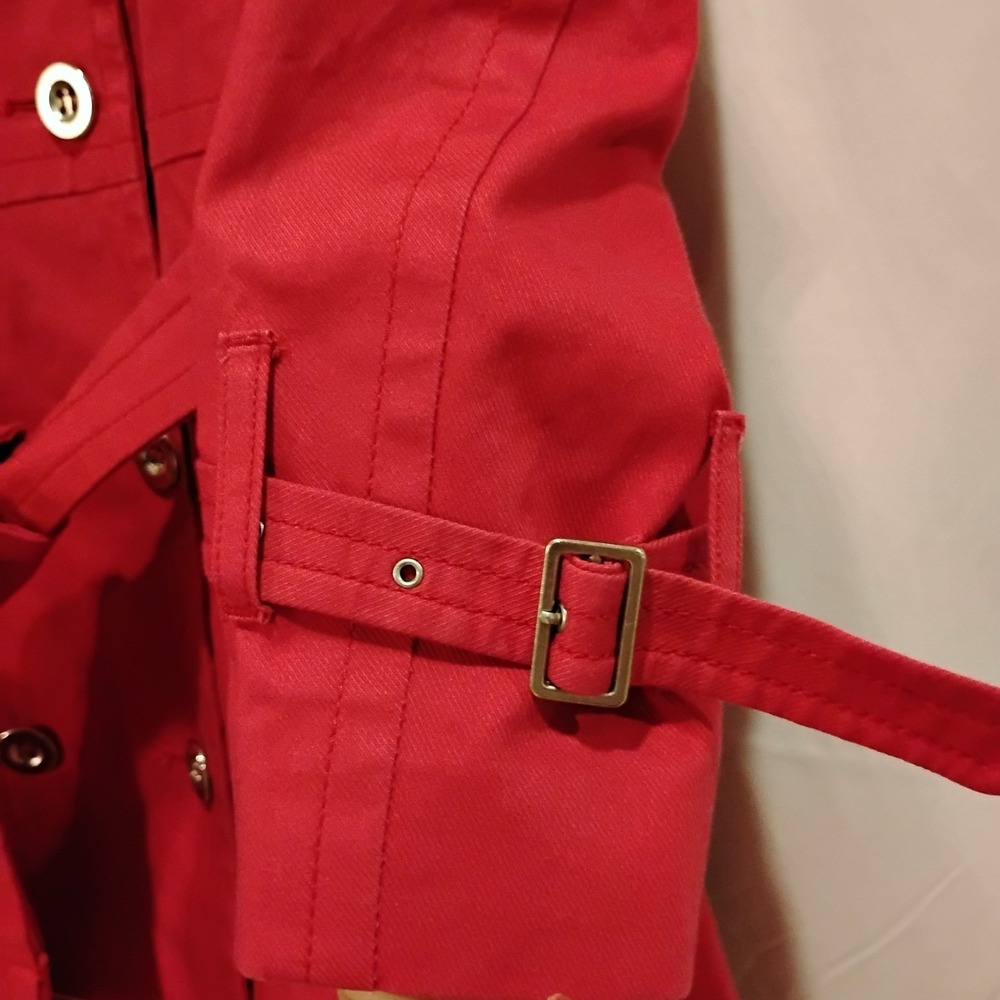 Marc By Marc Jacobs Designer XS Pink Cotton Military Jacket Trench Coat Belted - Picture 5 of 16